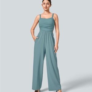 HALARA Teal Sleeveless Jumpsuit